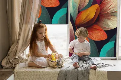 Fensterrollo mit abstraktem Blumenmotiv