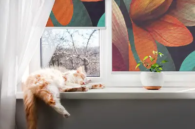 Fensterrollo mit abstraktem Blumenmotiv