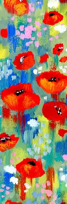Fensterrollo für den Innenbereich mit Motiv einer Mohnblumenwiese