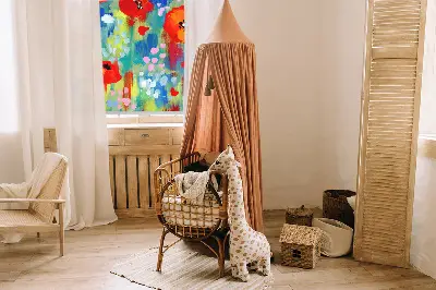 Fensterrollo für den Innenbereich mit Motiv einer Mohnblumenwiese