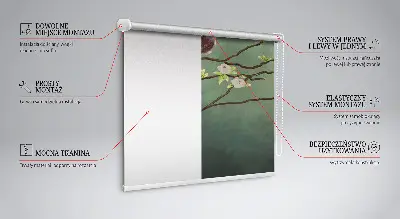 Fensterrollo mit dem Motiv von Vögeln auf einem Ast