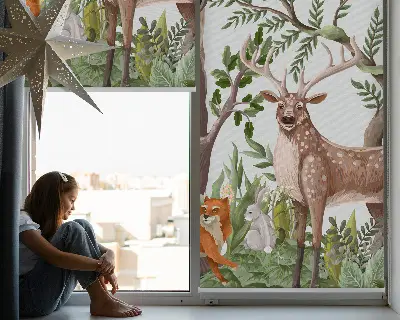 Fensterrollo mit Waldtiere Motiv
