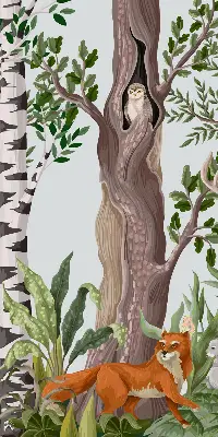 Fensterrollo mit Waldtiere Motiv