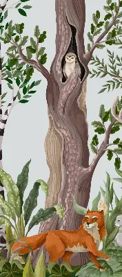 Fensterrollo mit Waldtiere Motiv
