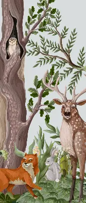 Fensterrollo mit Waldtiere Motiv