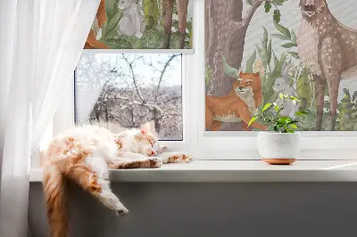 Fensterrollo mit Waldtiere Motiv