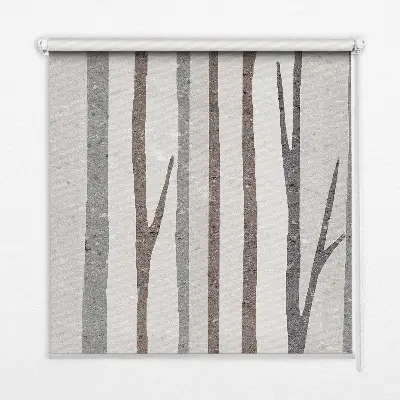 Fensterrollo mit Motiv von Baumstämmen