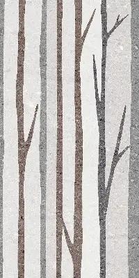 Fensterrollo mit Motiv von Baumstämmen