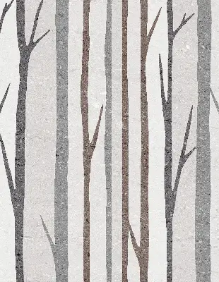 Fensterrollo mit Motiv von Baumstämmen