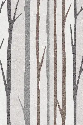 Fensterrollo mit Motiv von Baumstämmen