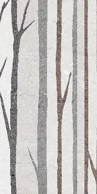 Fensterrollo mit Motiv von Baumstämmen