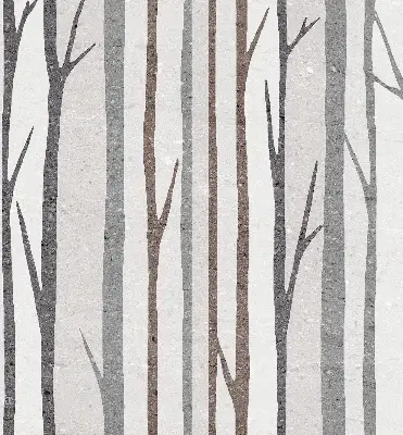 Fensterrollo mit Motiv von Baumstämmen