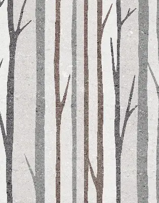 Fensterrollo mit Motiv von Baumstämmen