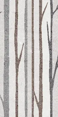 Fensterrollo mit Motiv von Baumstämmen