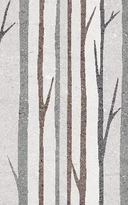 Fensterrollo mit Motiv von Baumstämmen