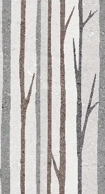 Fensterrollo mit Motiv von Baumstämmen