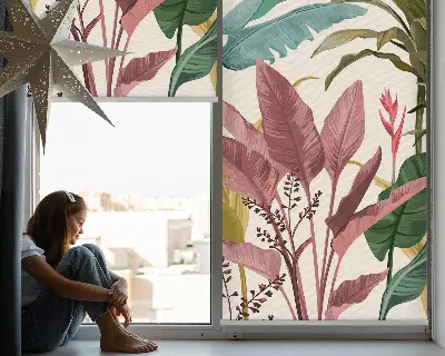 Fensterrollo für den Innenbereich mit Motiv bunte Blätter