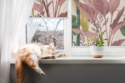 Fensterrollo für den Innenbereich mit Motiv bunte Blätter