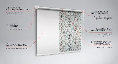 Fensterrollo mit Blumenranken auf hellem Hintergrund
