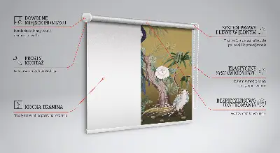 Fensterrollo mit Motiv von einem Pfau auf einem Baum