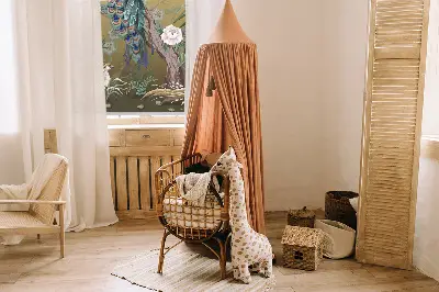 Fensterrollo mit Motiv von einem Pfau auf einem Baum