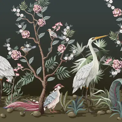 Rollo Fenster mit Motiv Vögel am Baum