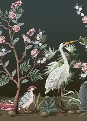 Rollo Fenster mit Motiv Vögel am Baum