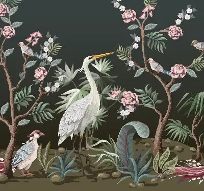Rollo Fenster mit Motiv Vögel am Baum