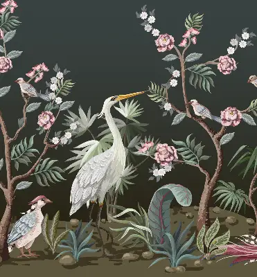 Rollo Fenster mit Motiv Vögel am Baum
