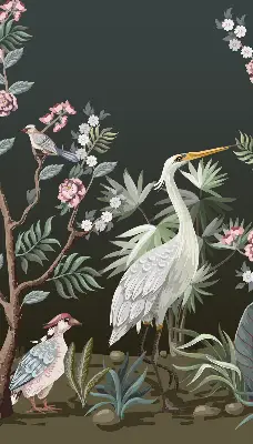 Rollo Fenster mit Motiv Vögel am Baum