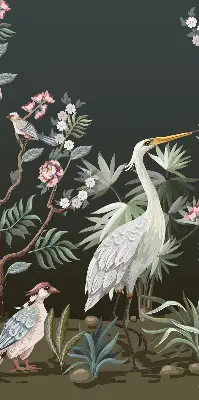 Rollo Fenster mit Motiv Vögel am Baum