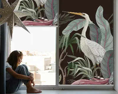 Fensterrollo mit Motiv Vögel im Laub