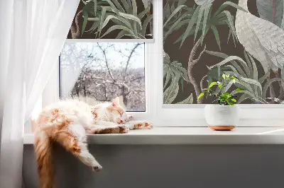 Fensterrollo mit Motiv Vögel im Laub