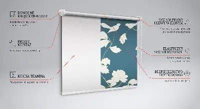 Fensterrollo mit Motiv von weißen Vögeln auf weißen Blüten