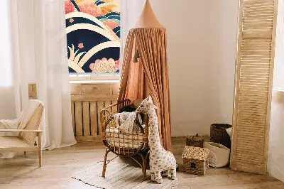 Fensterrollo für den Innenbereich mit Blumenwellen Motiv