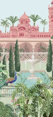 Rollo für Fenster mit Motiv Schloss und Garten