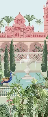 Rollo für Fenster mit Motiv Schloss und Garten