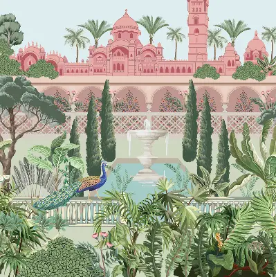 Rollo für Fenster mit Motiv Schloss und Garten