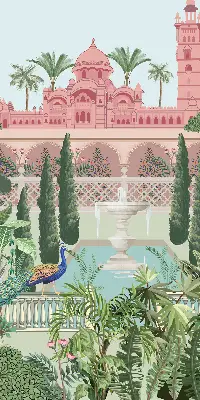 Rollo für Fenster mit Motiv Schloss und Garten