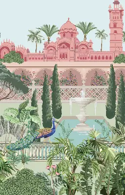 Rollo für Fenster mit Motiv Schloss und Garten