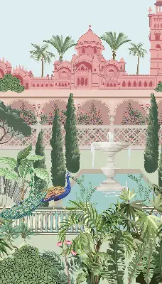 Rollo für Fenster mit Motiv Schloss und Garten