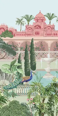 Rollo für Fenster mit Motiv Schloss und Garten