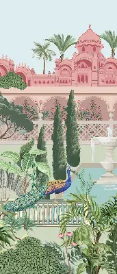 Rollo für Fenster mit Motiv Schloss und Garten
