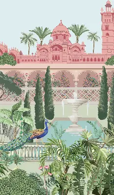 Rollo für Fenster mit Motiv Schloss und Garten