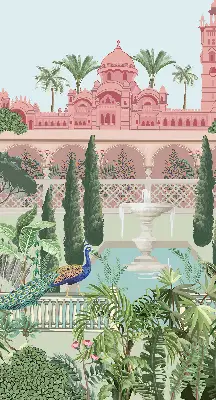 Rollo für Fenster mit Motiv Schloss und Garten