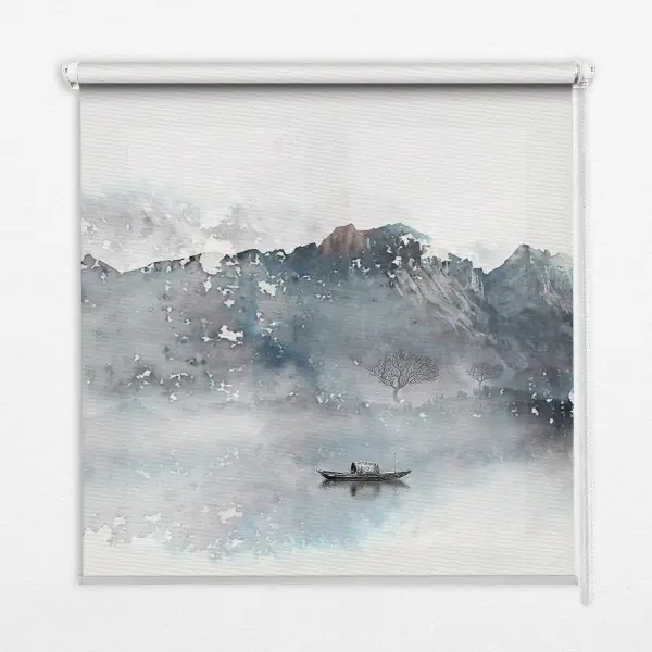 Rollo Fenster mit Motiv bemalte Berge