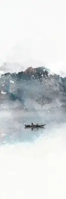 Rollo Fenster mit Motiv bemalte Berge