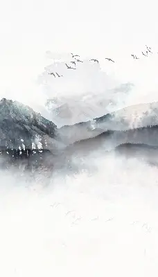 Rollo Fenster mit Motiv bemalte Berge