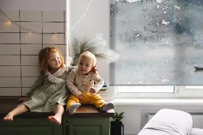 Rollo Fenster mit Motiv bemalte Berge