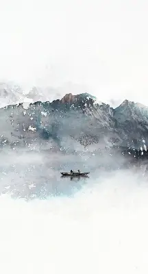 Rollo Fenster mit Motiv bemalte Berge